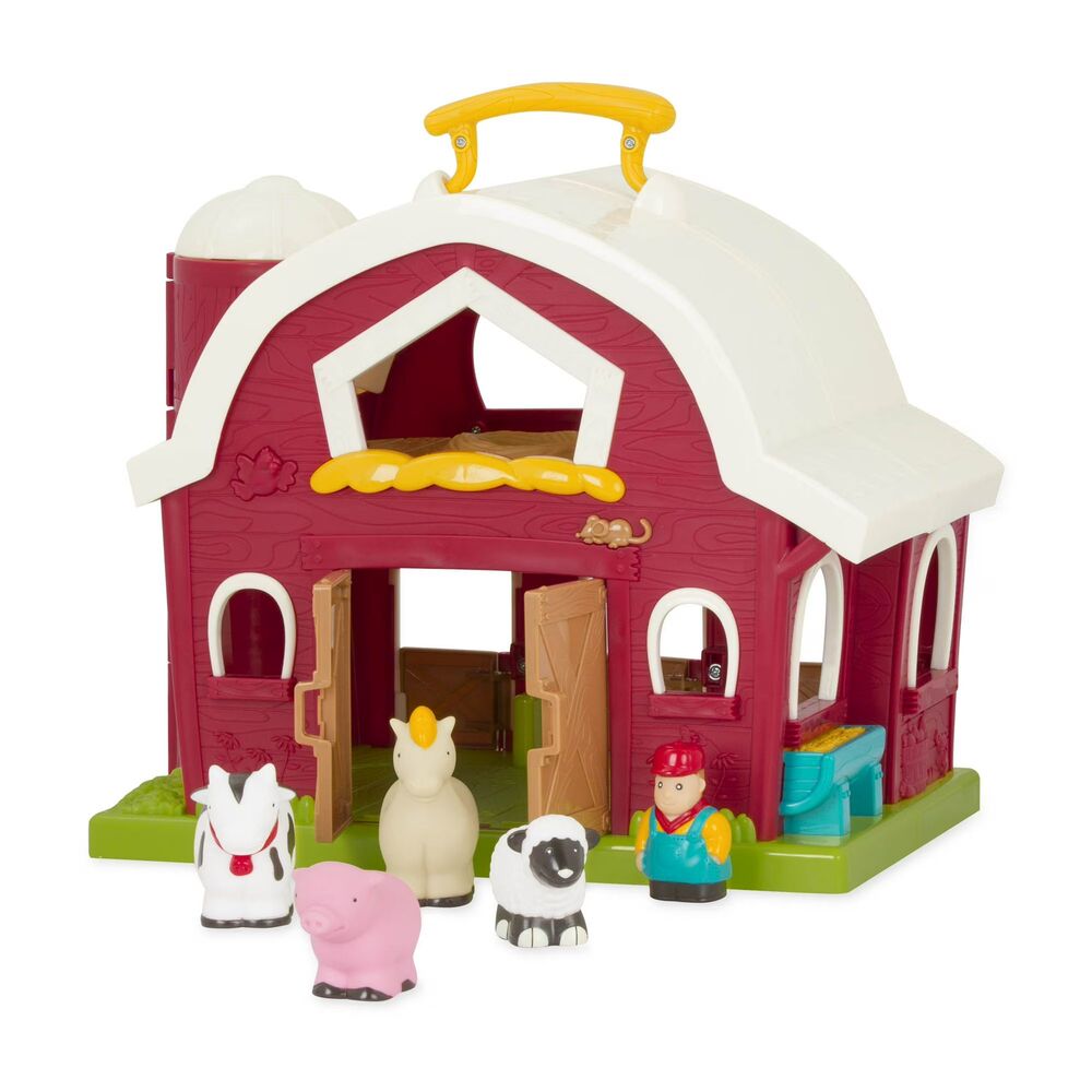 Battat Big Red Barn Animal Farm Playset with Figures – Toddler Toy